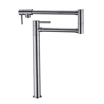 Two-Handle Kitchen Pot Filler with Dual Swivel Joints and Retractable Spout