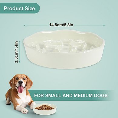 Ceramic Slower Food Feeding Bowl for Small and Medium Dogs 1 Pc