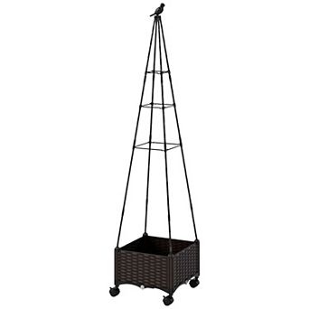 Rolling Raised Garden Planter with Trellis and Self Watering System