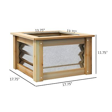Set of 2 Raised Garden Beds with Galvanized Steel Panels and Wood Frame