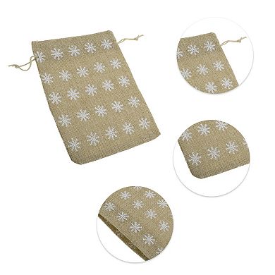 Snowflake Printed Drawstring Bag 2 Pcs