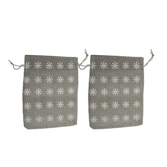 Snowflake Printed Drawstring Bag 2 pc