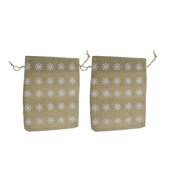 Snowflake Printed Drawstring Bag 2 pc