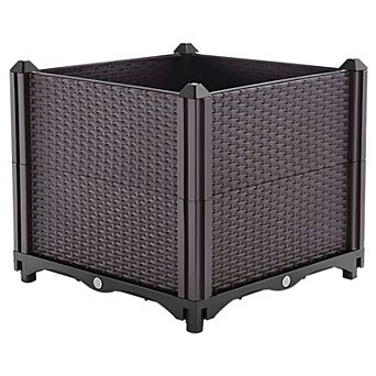 Square Raised Planter with Self Watering System, Ventilated Sides and Drain Outlet