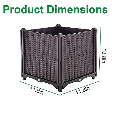 Square Raised Planter with Self Watering System, Ventilated Sides and Drain Outlet