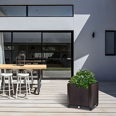 Square Raised Planter with Self Watering System, Ventilated Sides and Drain Outlet