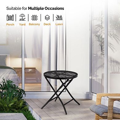 Folding Patio Side Table for Outdoor Balcony, Garden, or Camping