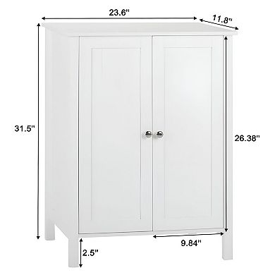 Freestanding Bathroom Storage Cabinet with Double Doors and 3 Shelves