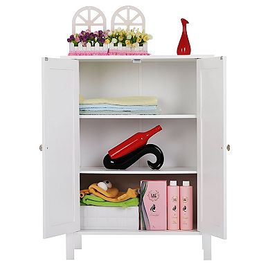Freestanding Bathroom Storage Cabinet with Double Doors and 3 Shelves