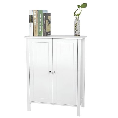 Freestanding Bathroom Storage Cabinet with Double Doors and 3 Shelves