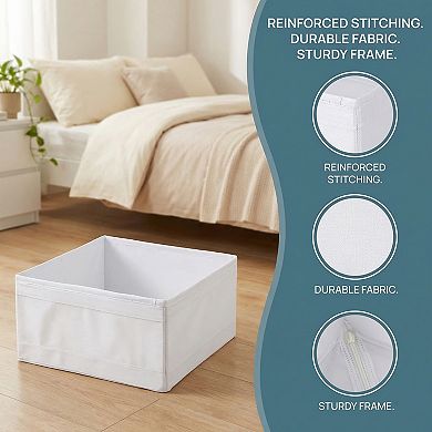 Storage Cube, Fabric Storage Bin for Shelves Closet, Collapsible Storage Basket with Zipper 3 Pcs