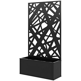 Metal Raised Garden Bed Planter with Privacy Trellis Screen for Patio Balcony