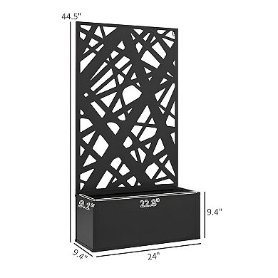 Metal Raised Garden Bed Planter with Privacy Trellis Screen for Patio Balcony