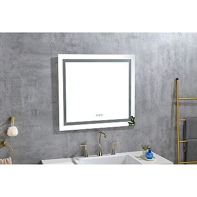 LED Bathroom Mirror with Front and Back Light, Adjustable Brightness, Anti-Fog