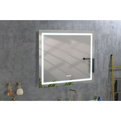 LED Bathroom Mirror with Front and Back Light, Adjustable Brightness, Anti-Fog