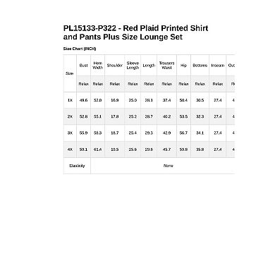 Plaid Printed Shirt and Pants Plus Size Lounge Set