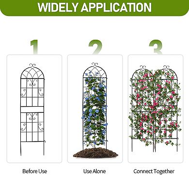2 Pack Iron Garden Trellis for Climbing Vines, Flowers, Roses, and Vegetables
