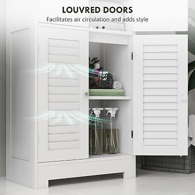 Slim Freestanding Bathroom Cabinet with Adjustable Shelf and Glass Door