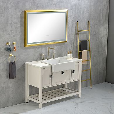 Plug-In LED Bathroom Mirror with Adjustable Light and Anti-Fog Surface