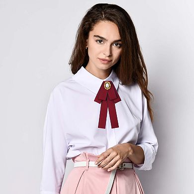 Women's Bowknot Ribbon Brooch Neck Tie for Party 1Pc