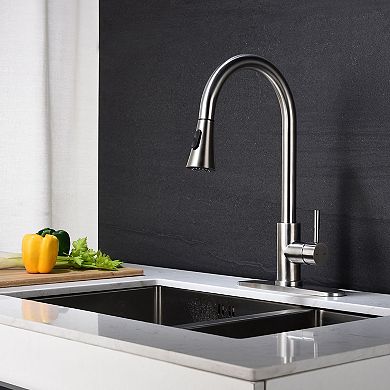 Deck-Mount Sink Faucet Single Handle for Single or Double Bowls