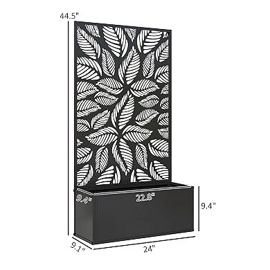 Metal Raised Garden Bed Planter with Privacy Trellis Screen for Patio Balcony
