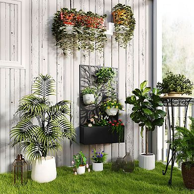 Metal Raised Garden Bed Planter with Privacy Trellis Screen for Patio Balcony