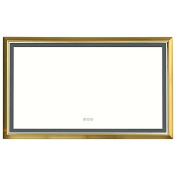 Front-Lit LED Bathroom Mirror with Adjustable Brightness, Anti-Fog, Metal Frame