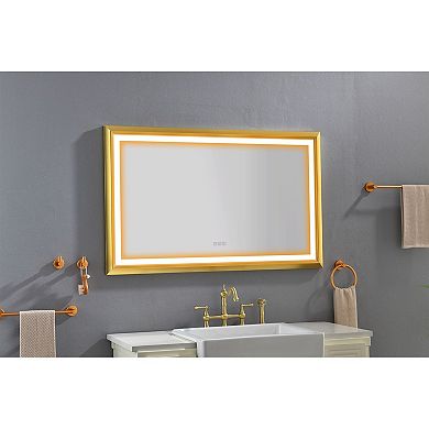 Front-Lit LED Bathroom Mirror with Adjustable Brightness, Anti-Fog, Metal Frame
