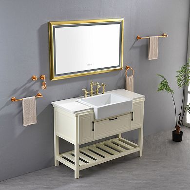 Front-Lit LED Bathroom Mirror with Adjustable Brightness, Anti-Fog, Metal Frame