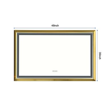 Front-Lit LED Bathroom Mirror with Adjustable Brightness, Anti-Fog, Metal Frame