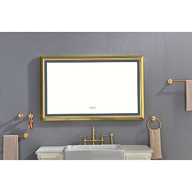 Front-Lit LED Bathroom Mirror with Adjustable Brightness, Anti-Fog, Metal Frame