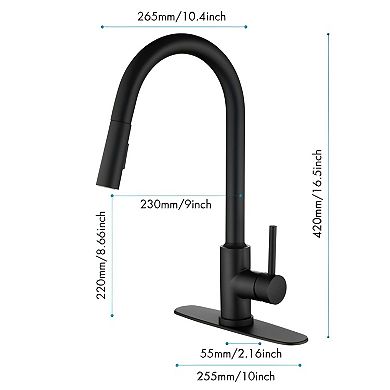 Modern Kitchen Faucet with Pull-Down Sprayer, Swivel Spout, and Multi Spray Modes
