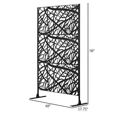 3 Panel Outdoor Privacy Screen Divider with Branch Pattern Steel Garden Trellis