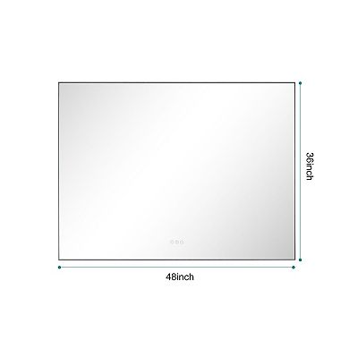 Backlit LED Bathroom Mirror with Metal Frame and Adjustable Brightness
