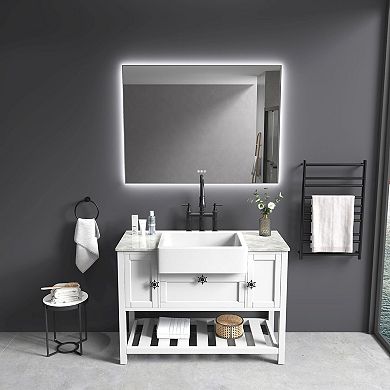 Backlit LED Bathroom Mirror with Metal Frame and Adjustable Brightness