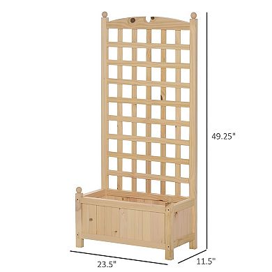 Raised Wooden Planter with Back Trellis for Vegetables, Herbs, and Flowers