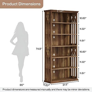 6-Tier Freestanding Bookshelf with Adjustable Shelves for Books and Décor