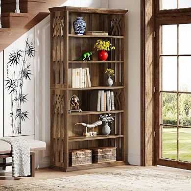 6-Tier Freestanding Bookshelf with Adjustable Shelves for Books and Décor