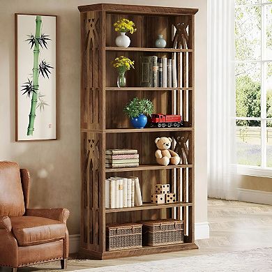 6-Tier Freestanding Bookshelf with Adjustable Shelves for Books and Décor