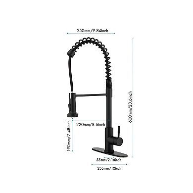 Pull Down Spring Kitchen Faucet Single Handle Dual Spray Modes
