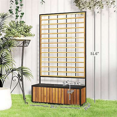 Acacia Wood Vertical Planter with Trellis for Herbs, Flowers, and Small Vegetables