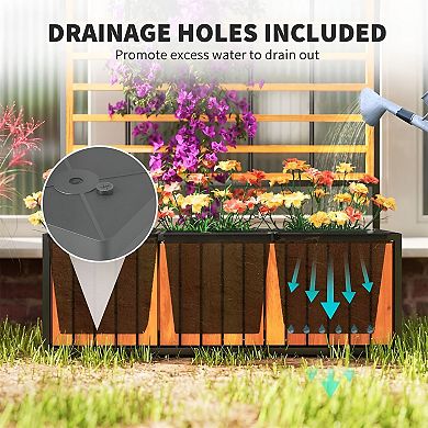 Acacia Wood Vertical Planter with Trellis for Herbs, Flowers, and Small Vegetables