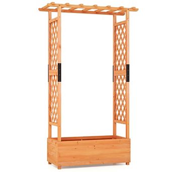 Vertical Wooden Planter with Trellis and Hanging Roof for Indoor or Outdoor Plants