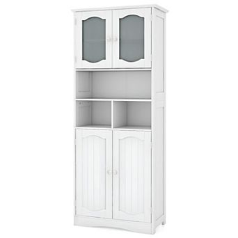 Bathroom Storage Cabinet with Adjustable Shelves and Open Cubes