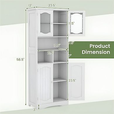 Bathroom Storage Cabinet with Adjustable Shelves and Open Cubes