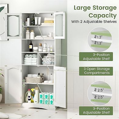 Bathroom Storage Cabinet with Adjustable Shelves and Open Cubes