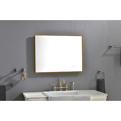 Plug-In LED Bathroom Mirror with Adjustable Brightness and Anti-Fog Surface