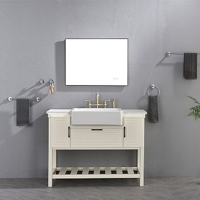 Plug-In LED Bathroom Mirror with Adjustable Brightness and Anti-Fog Surface