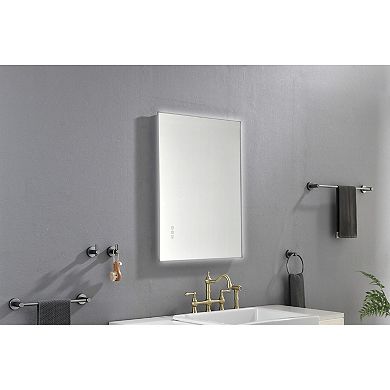 Plug-In LED Bathroom Mirror with Adjustable Brightness and Anti-Fog Surface